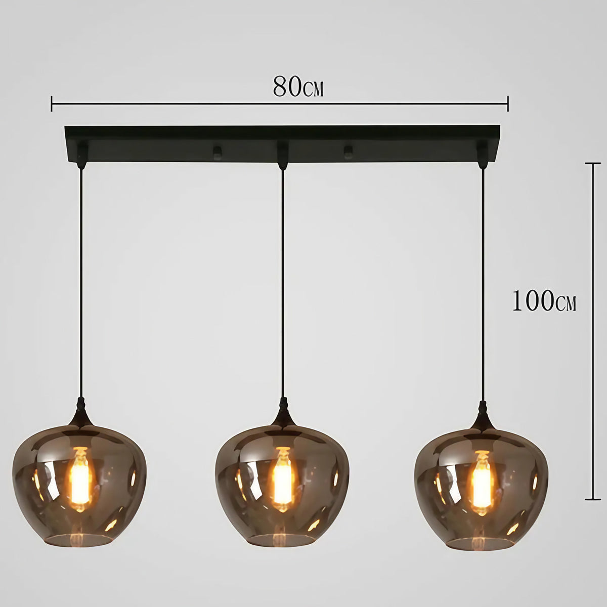 Suspension moderne à globes en verre fumé, de S à 2XL