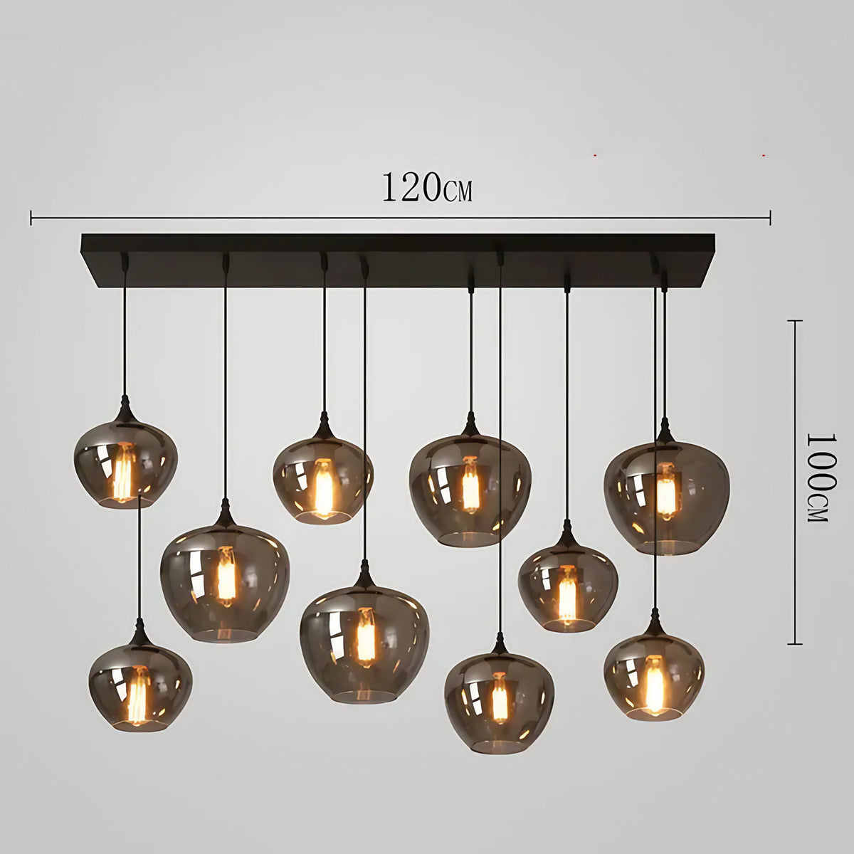 Suspension moderne à globes en verre fumé, de S à 2XL