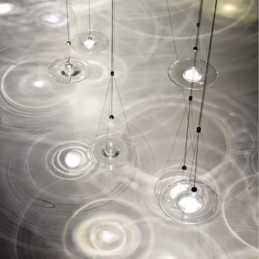Suspension LED moderne en aluminium et verre, six tailles