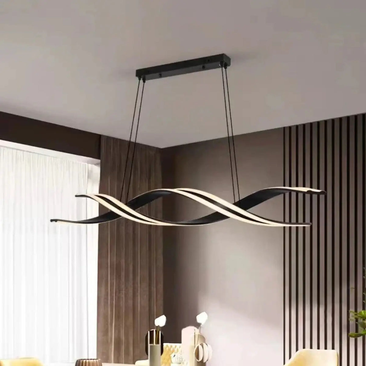 Suspension LED moderne pour table à manger, noir ou doré, noir