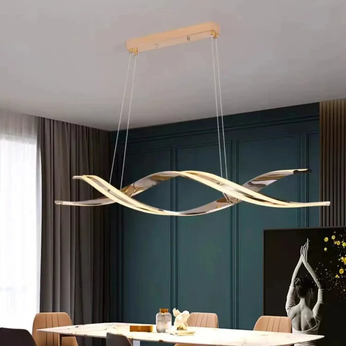 Suspension LED moderne pour table à manger, noir ou doré