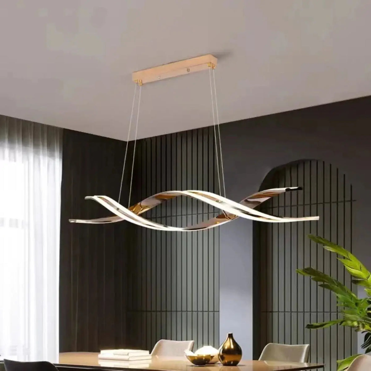 Suspension LED moderne pour table à manger, noir ou doré, doré