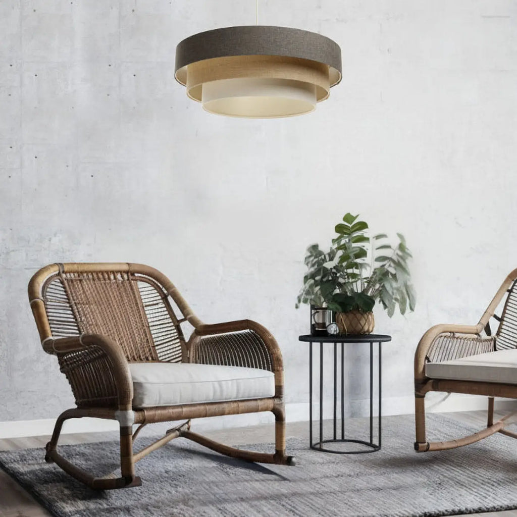 Suspension moderne marron, beige et crème aux tons neutres