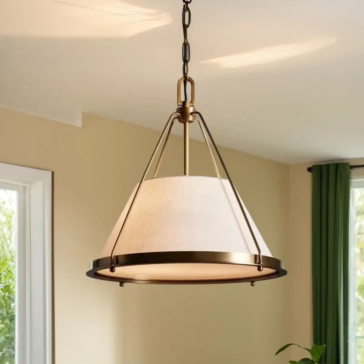 Suspension en métal à abat-jour beige, tailles S et M