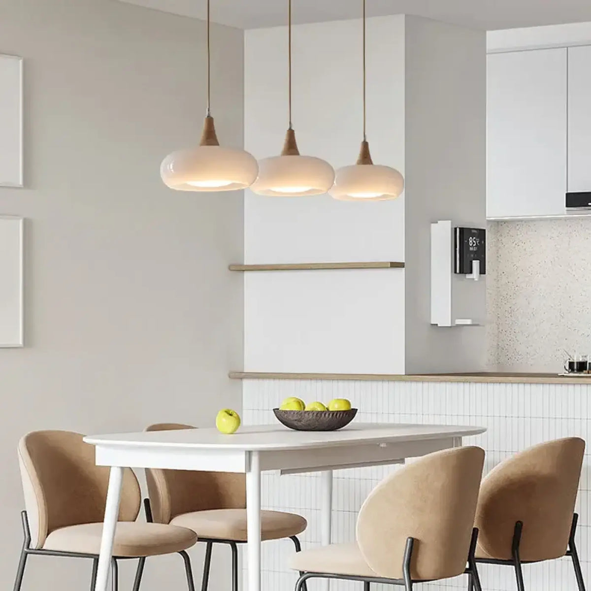 Suspension en verre minimaliste, coloris blanc ou orange, blanc