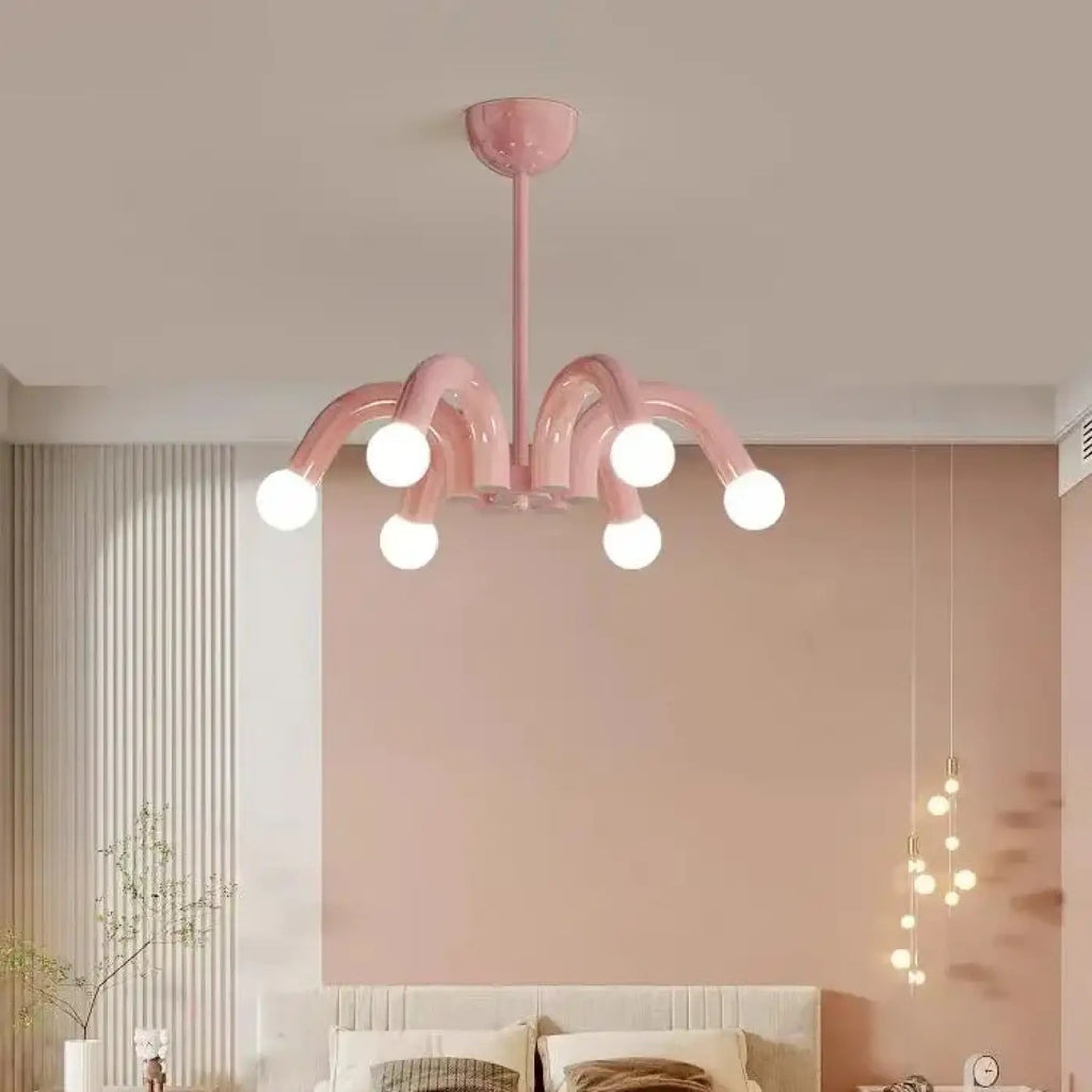 Suspension à boules lumineuses, rose, blanc ou noir, rose