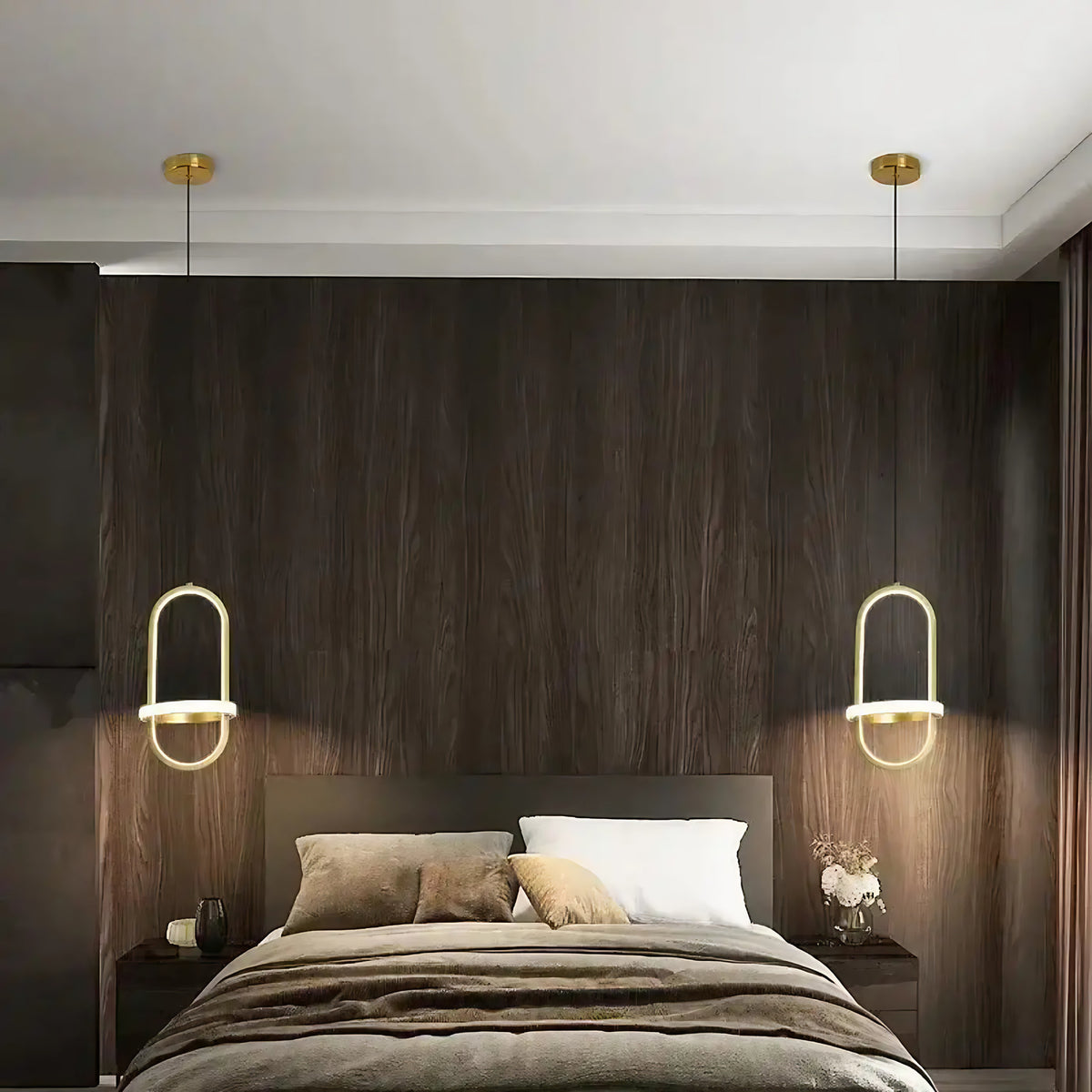 Suspension minimaliste pour chambre, dorée ou noire