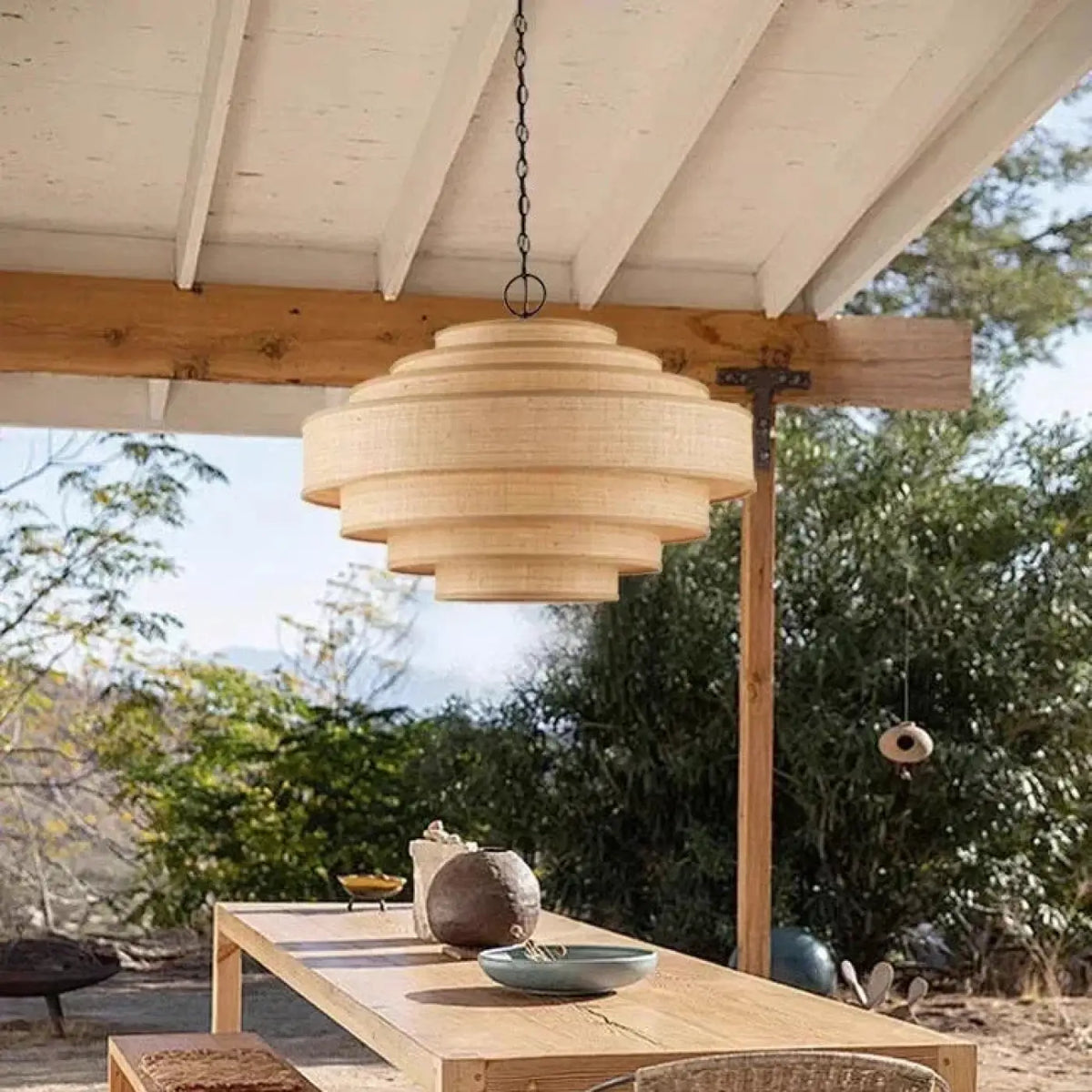 Suspension en rotin naturel au style moderne, tailles S ou M