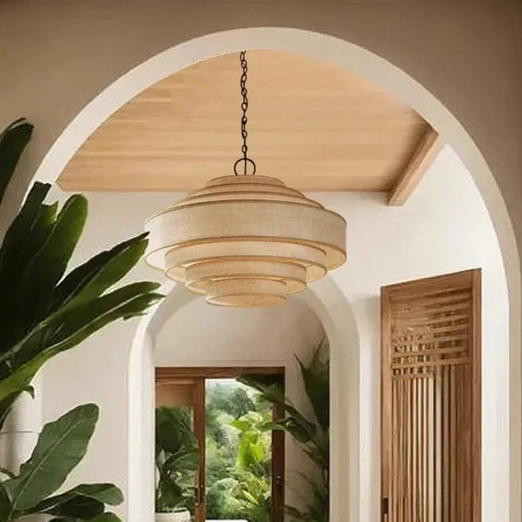 Suspension en rotin naturel au style moderne, tailles S ou M