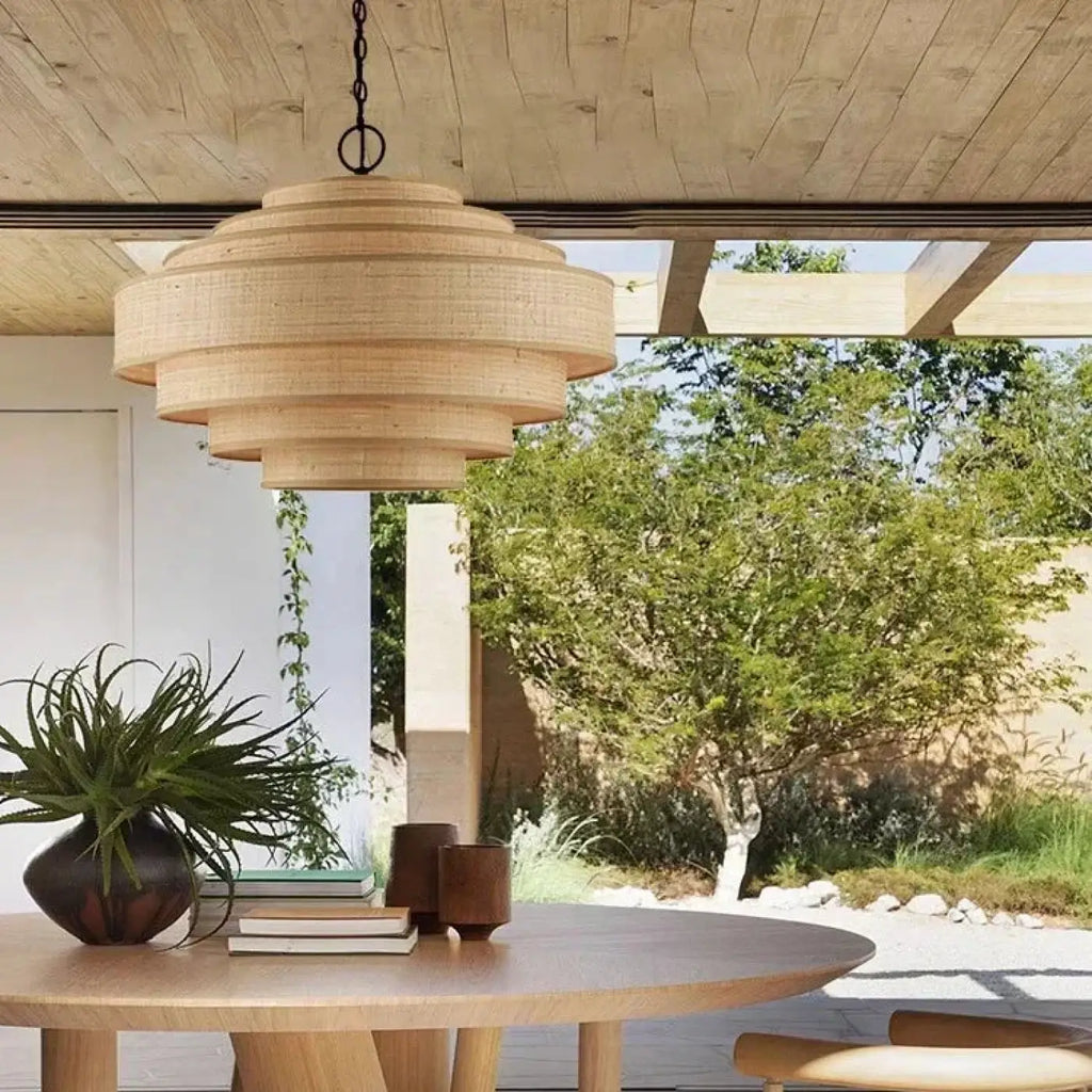 Suspension en rotin naturel au style moderne, tailles S ou M
