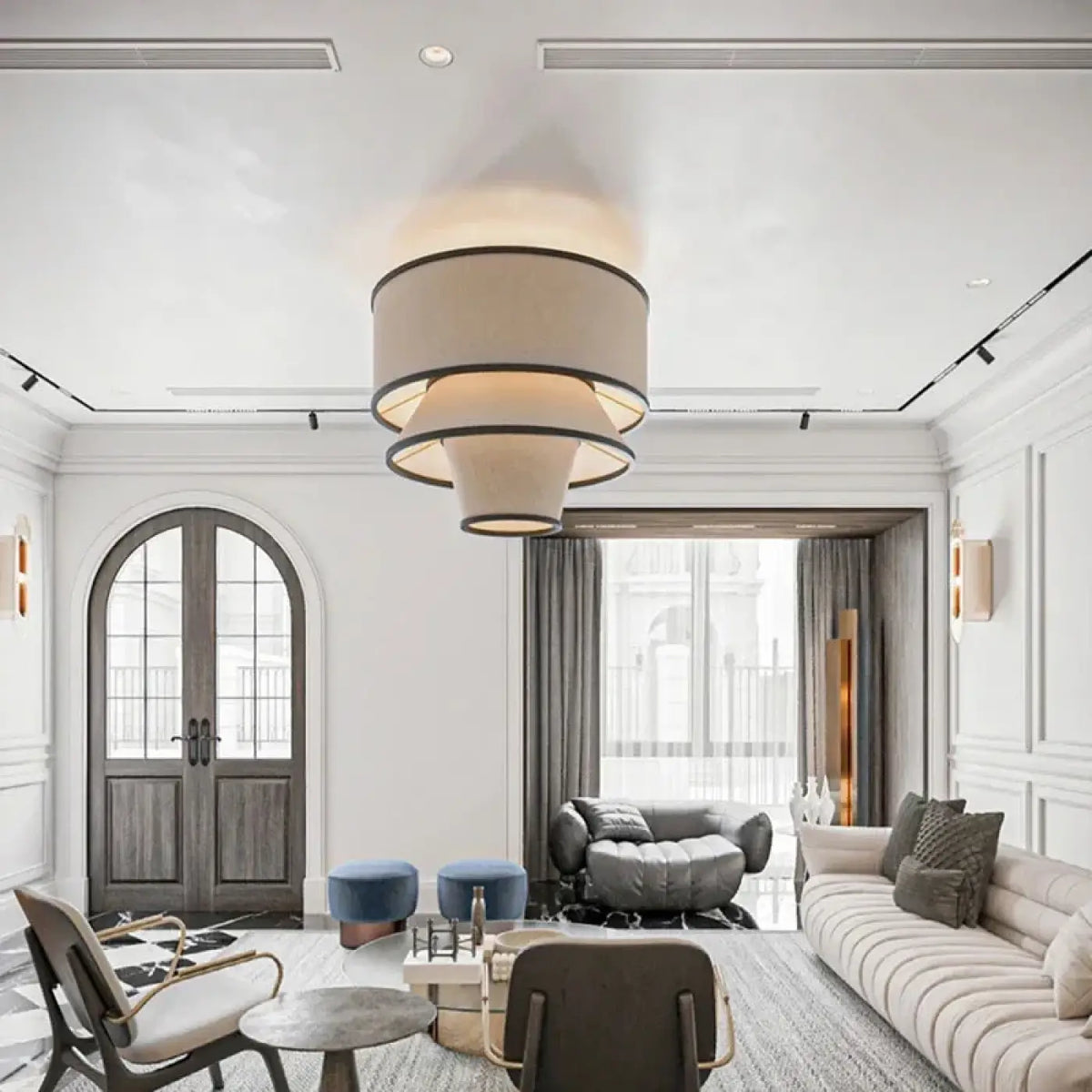 Suspension moderne en tissu, noir ou marron, tailles S à XL, noir