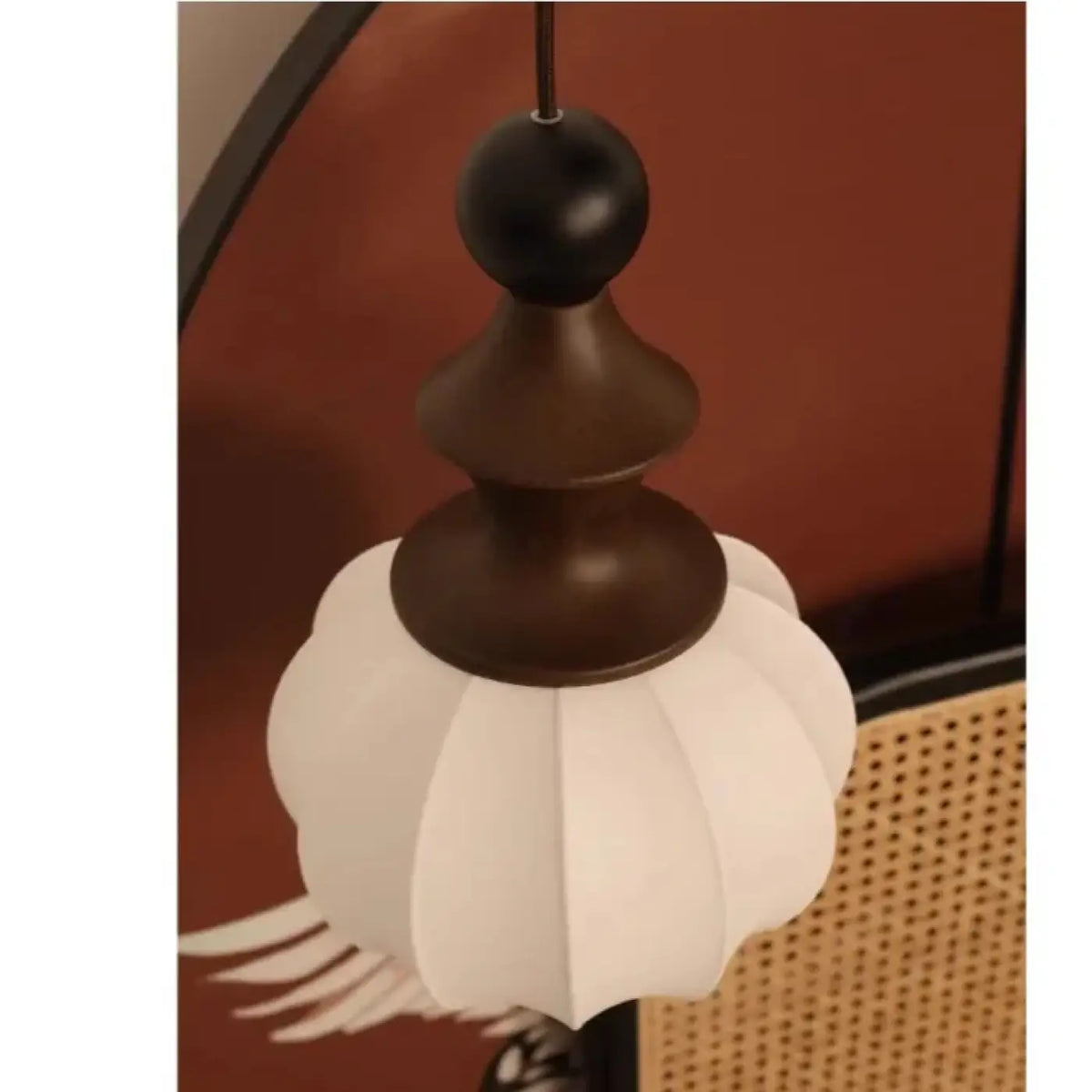 Suspension en tissu blanc et bois, tailles S et M