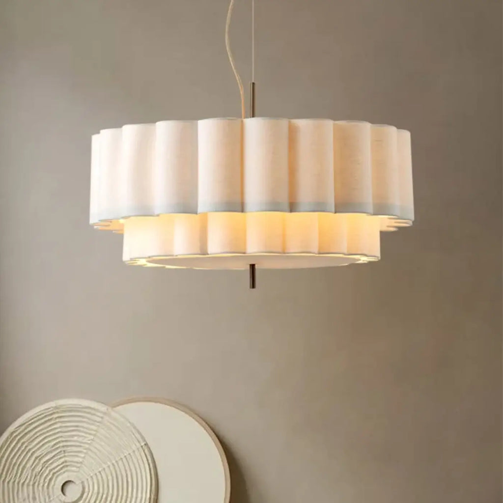 Suspension en tissu plissé beige, tailles S, M et L