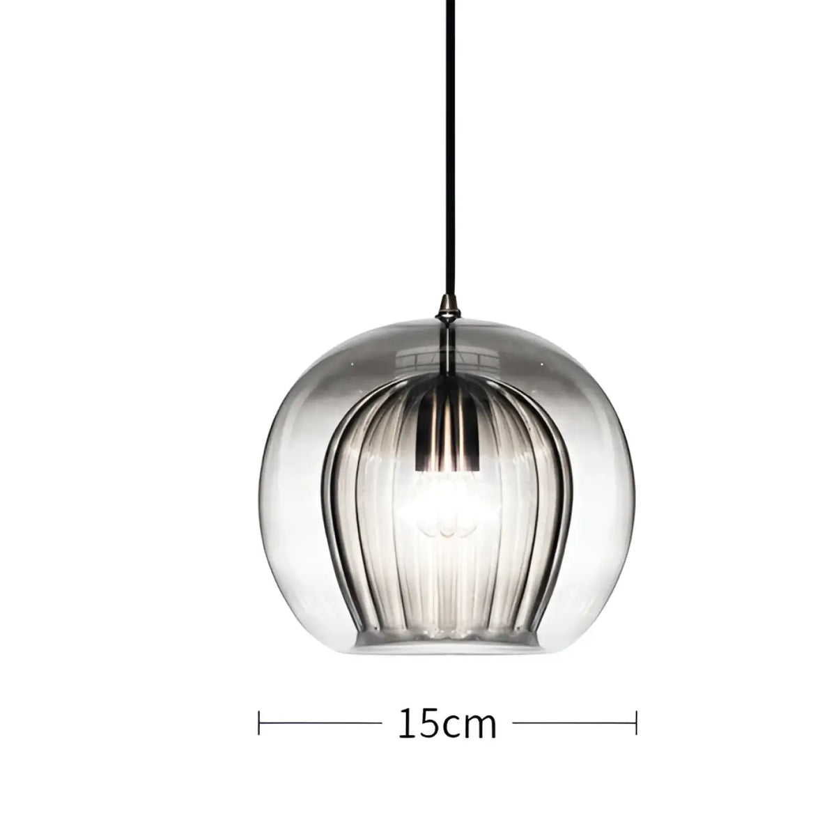 Suspension en verre avec détail doré, trois teintes de verre