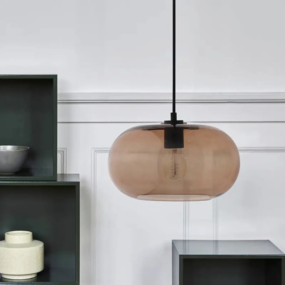 Suspension moderne en verre fumé, quatre teintes, marron