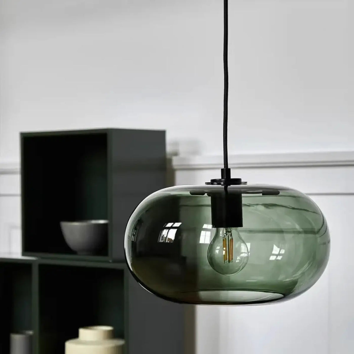 Suspension moderne en verre fumé, quatre teintes, vert