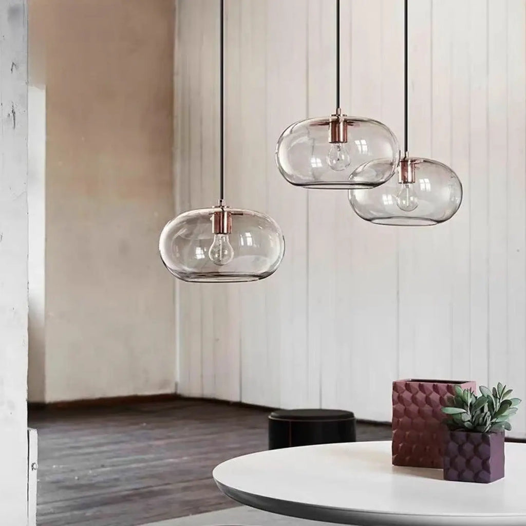 Suspension moderne en verre fumé, quatre teintes