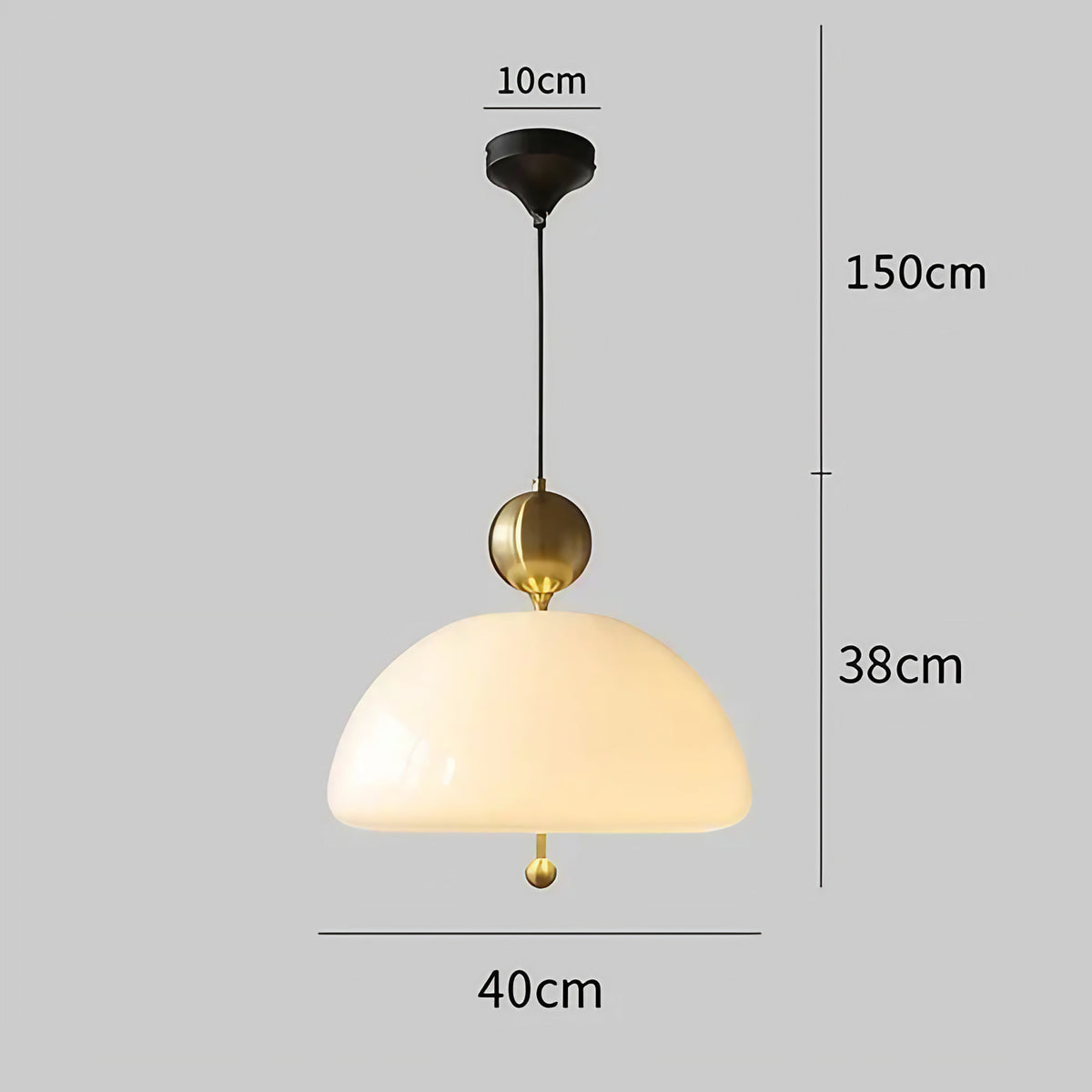 Suspension en verre opalin, cinq coloris au choix, doré