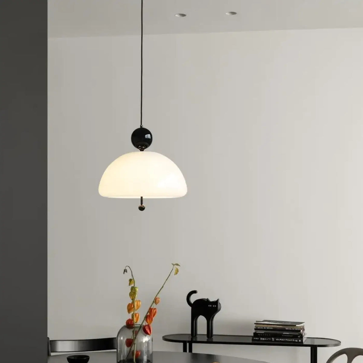 Suspension en verre opalin, cinq coloris au choix
