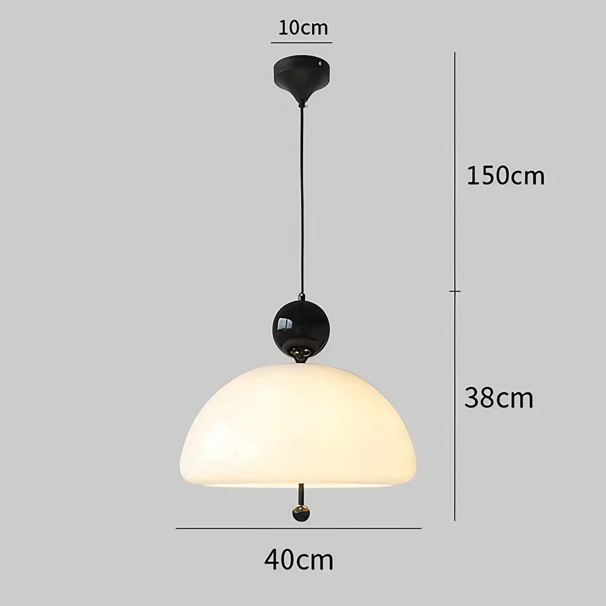 Suspension en verre opalin, cinq coloris au choix, noir