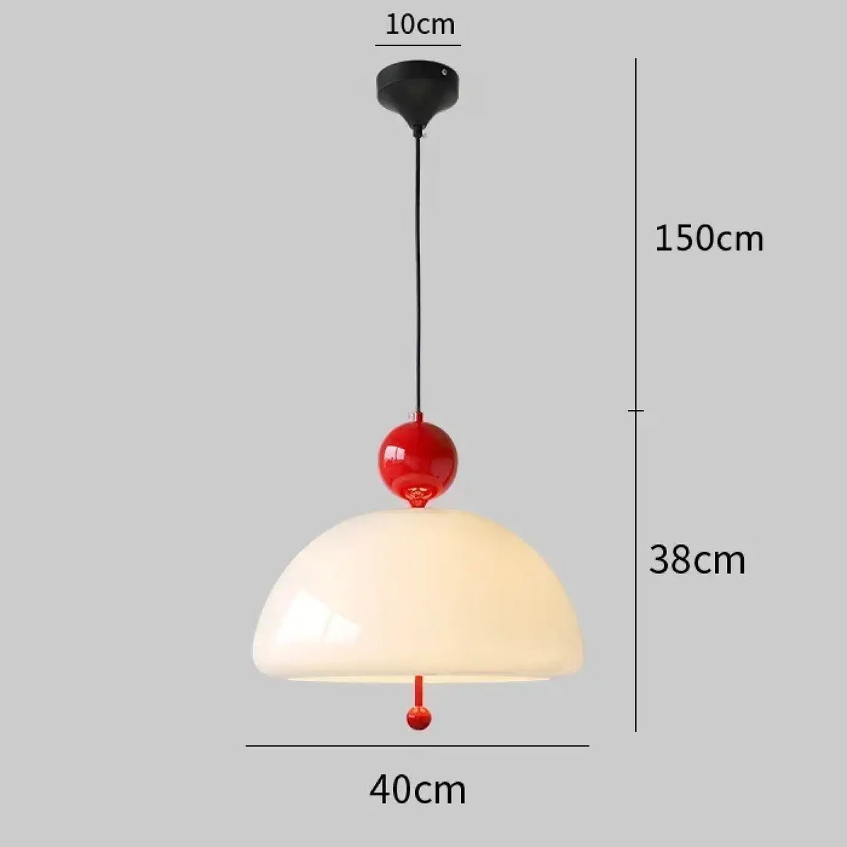 Suspension en verre opalin, cinq coloris au choix, rouge