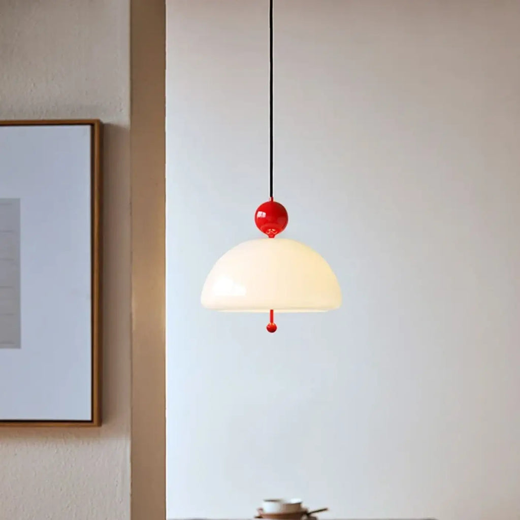 Suspension en verre opalin, cinq coloris au choix
