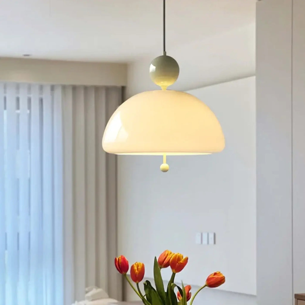 Suspension en verre opalin, cinq coloris au choix