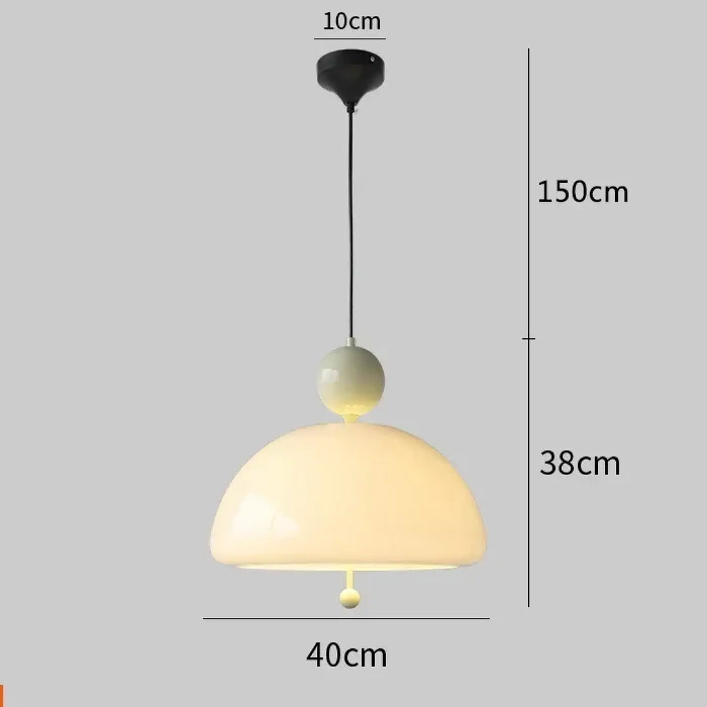 Suspension en verre opalin, cinq coloris au choix, beige