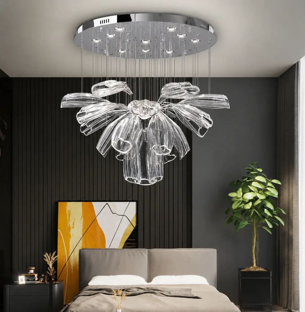 Suspension moderne en verre, doré ou argenté, tailles S et M