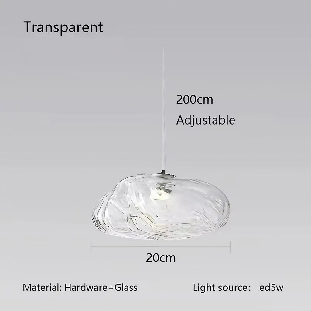 Suspension galet en verre texturé, trois tailles, trois teintes