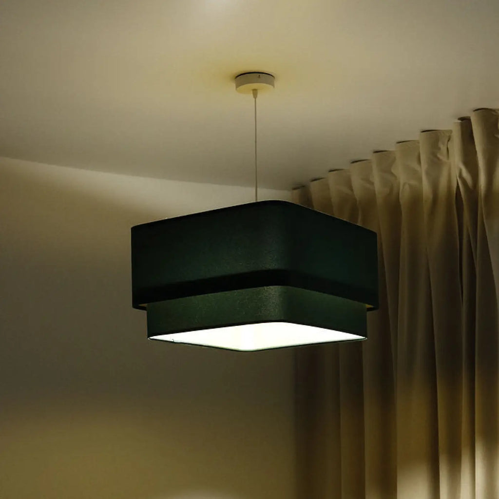 Suspension moderne à abat-jour textile vert
