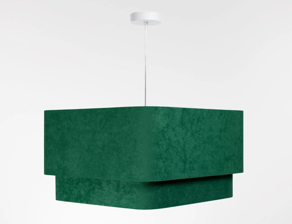 Suspension moderne à abat-jour textile vert