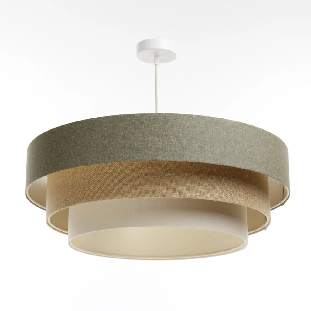 Suspension luminaire vert gris, crème et beige, style moderne