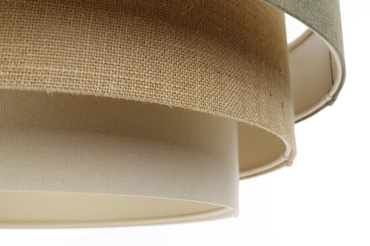 Suspension luminaire vert gris, crème et beige, style moderne