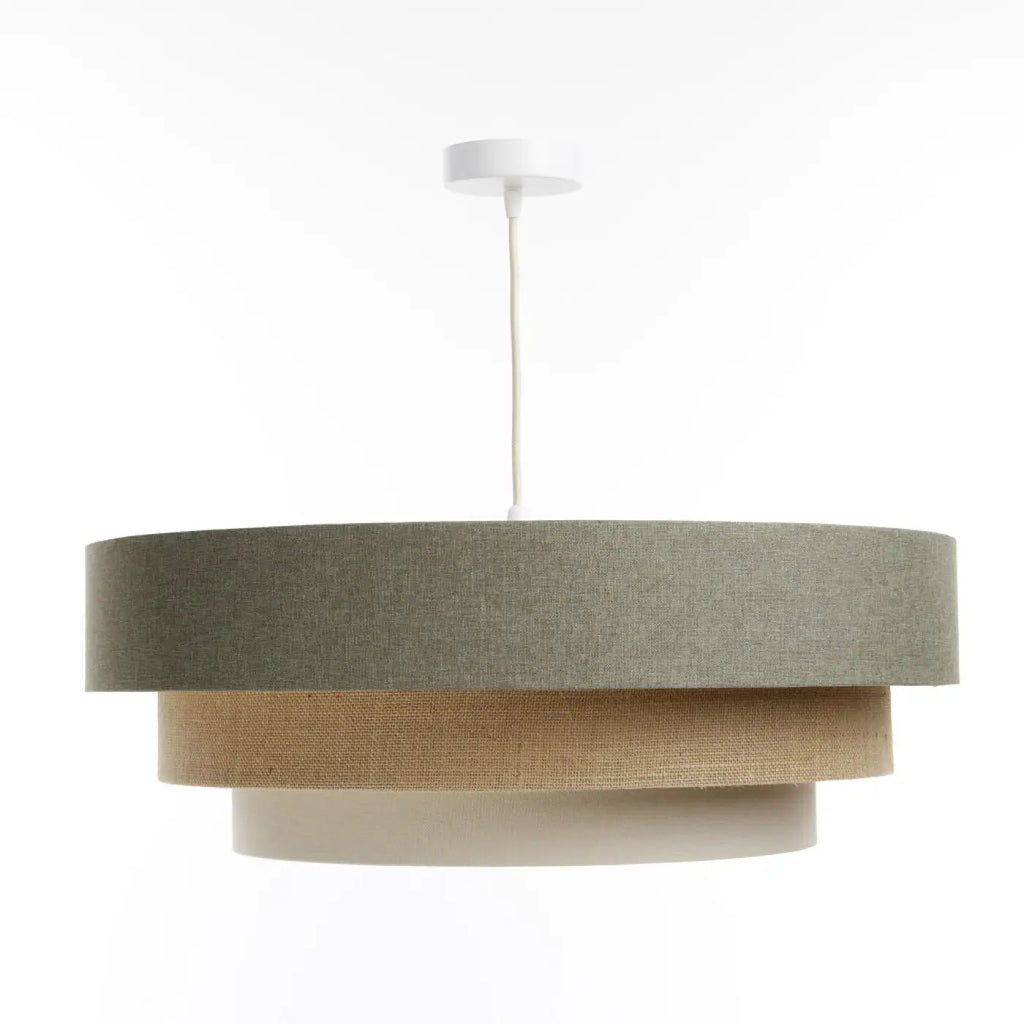 Suspension luminaire vert gris, crème et beige, style moderne