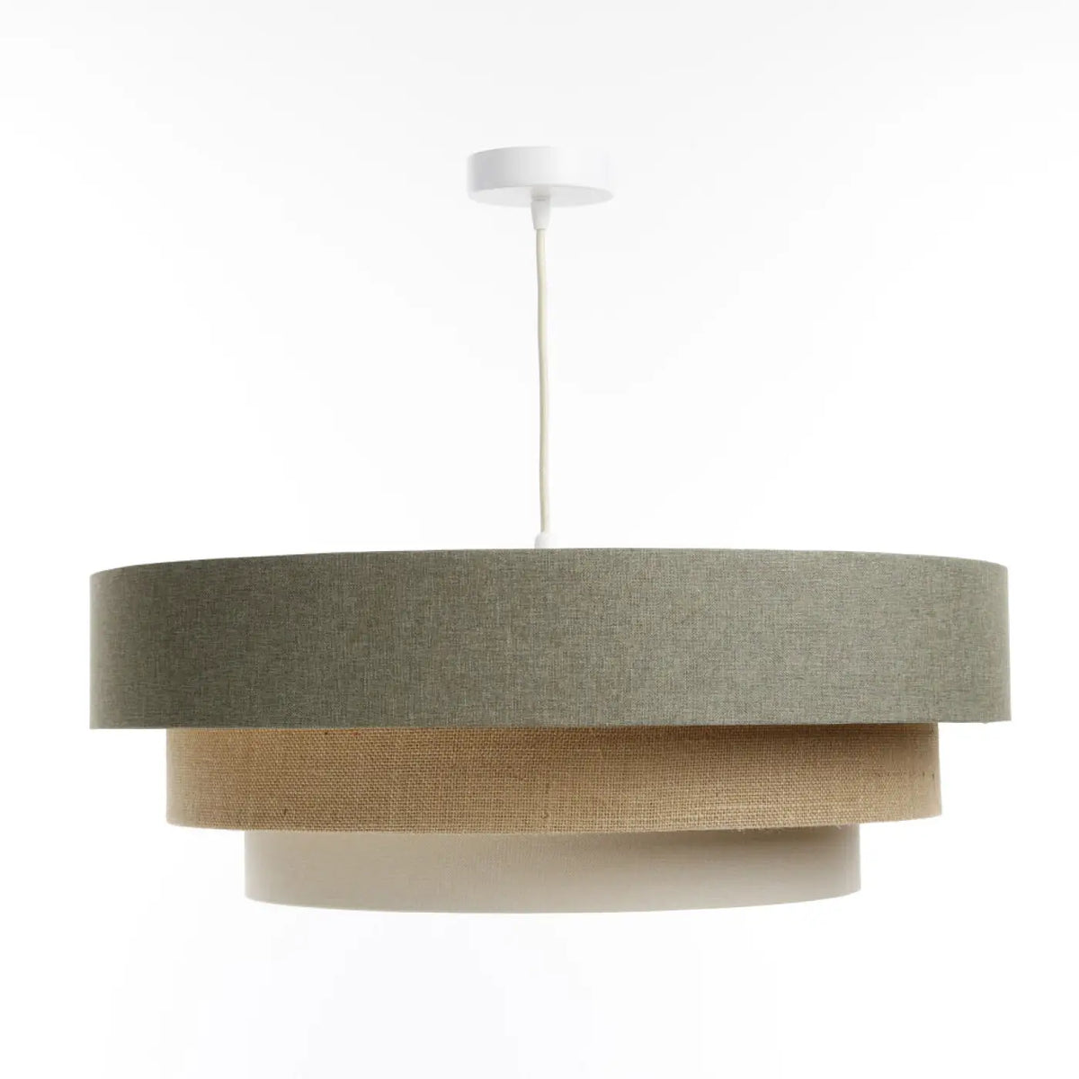 Suspension luminaire vert gris, crème et beige, style moderne