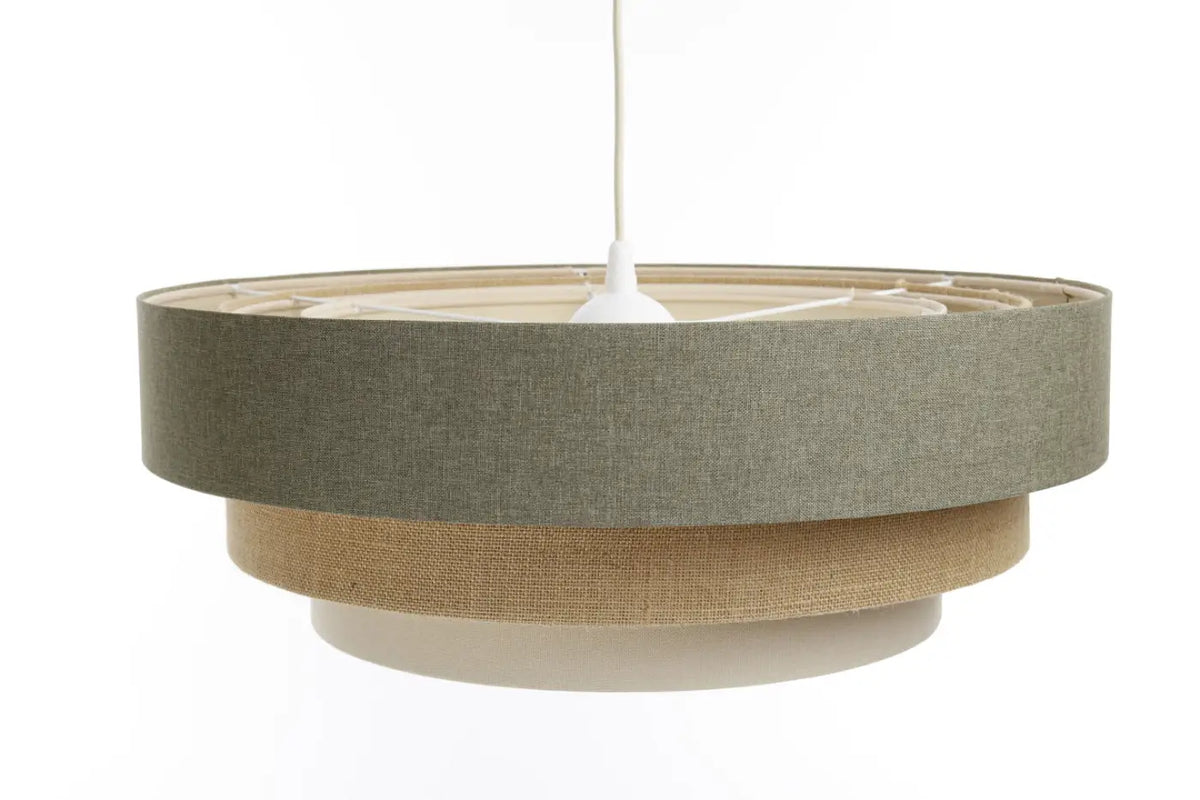 Suspension luminaire vert gris, crème et beige, style moderne