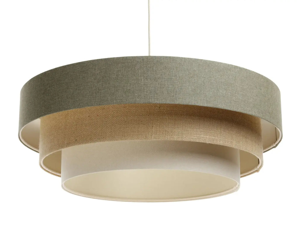 Suspension luminaire vert gris, crème et beige, style moderne