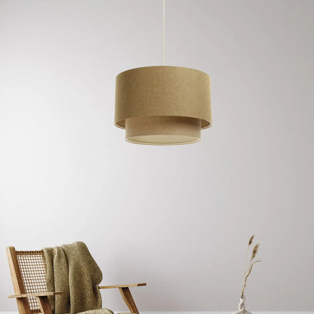 Suspension en tissu moutarde et beige, trois tailles S, M, L
