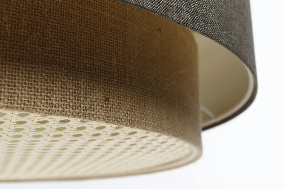 Suspension luminaire beige, graphite et écru, style moderne