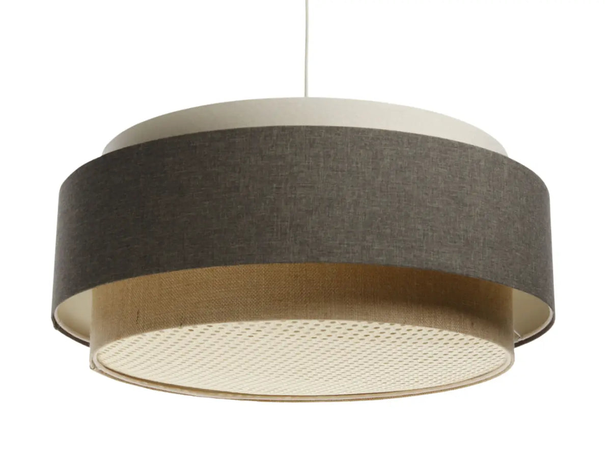 Suspension luminaire beige, graphite et écru, style moderne