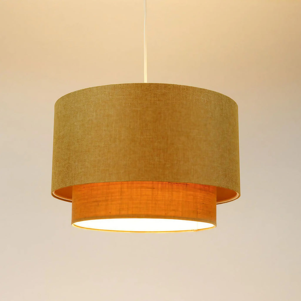 Suspension en tissu moutarde et beige, trois tailles S, M, L