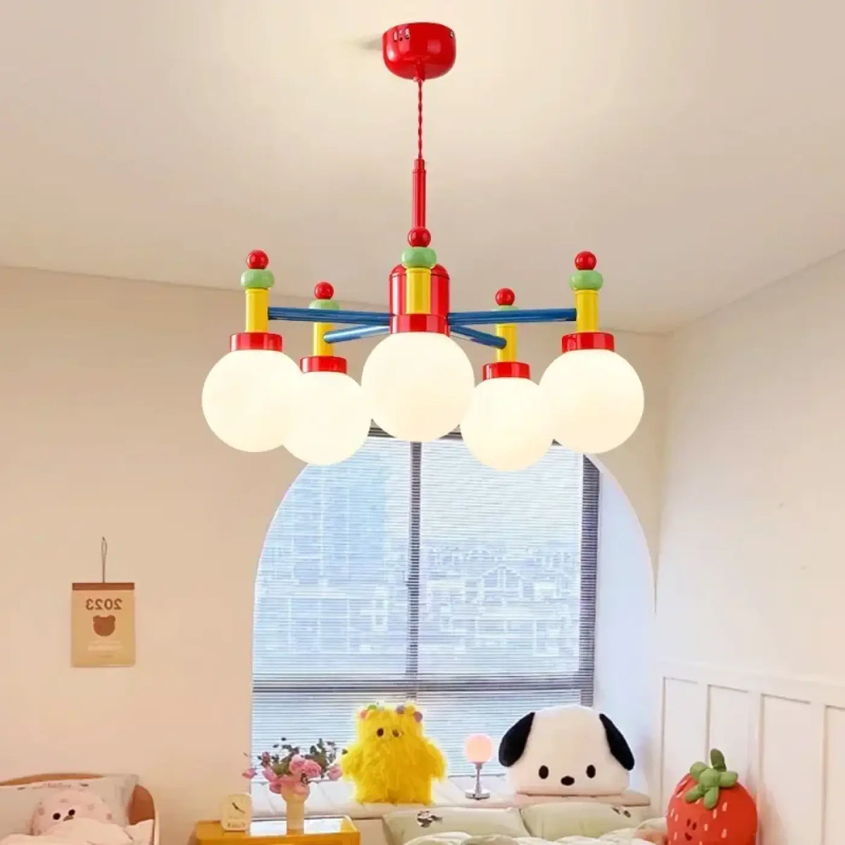 Suspension enfant à boules de verre multicolores, S, M ou L
