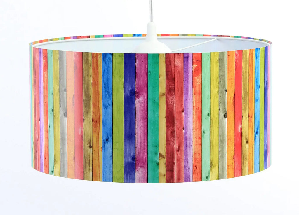 Suspension cylindrique à rayures multicolores, 40 cm