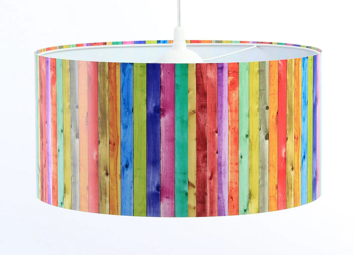 Suspension cylindrique à rayures multicolores, 40 cm