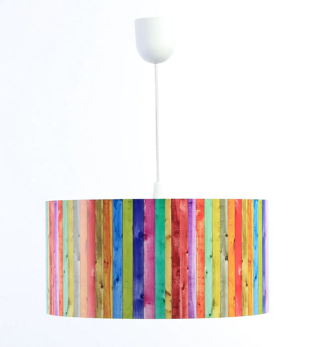 Suspension cylindrique à rayures multicolores, 40 cm