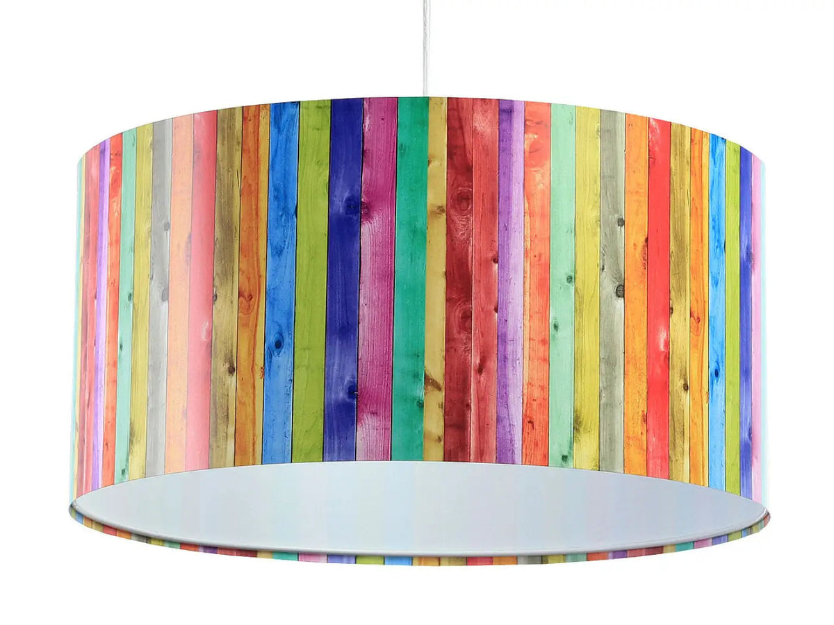 Suspension cylindrique à rayures multicolores, 40 cm