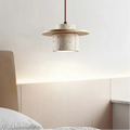Suspension en pierre texturée et bois, beige ou marron, beige