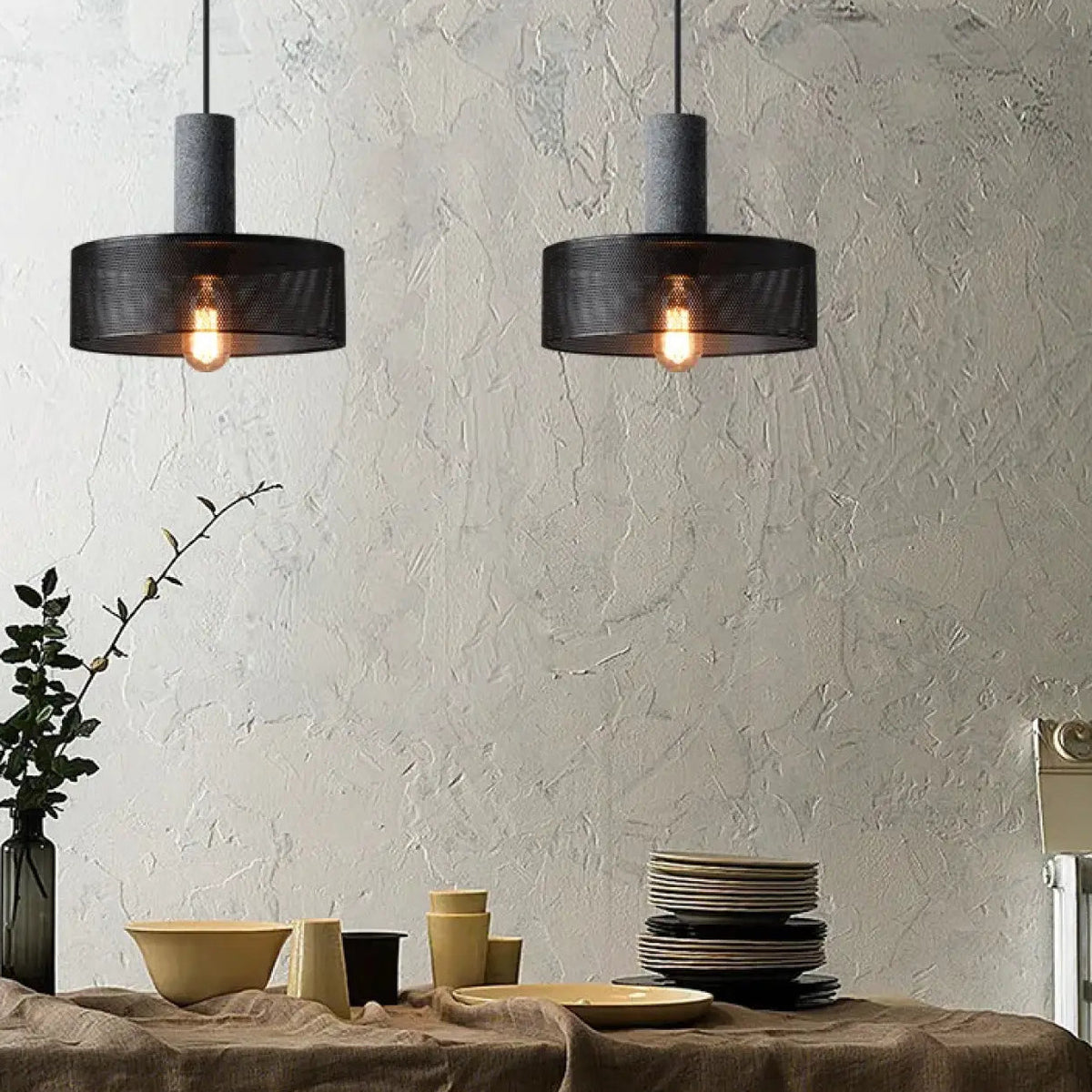Suspension industrielle noir mat pour loft