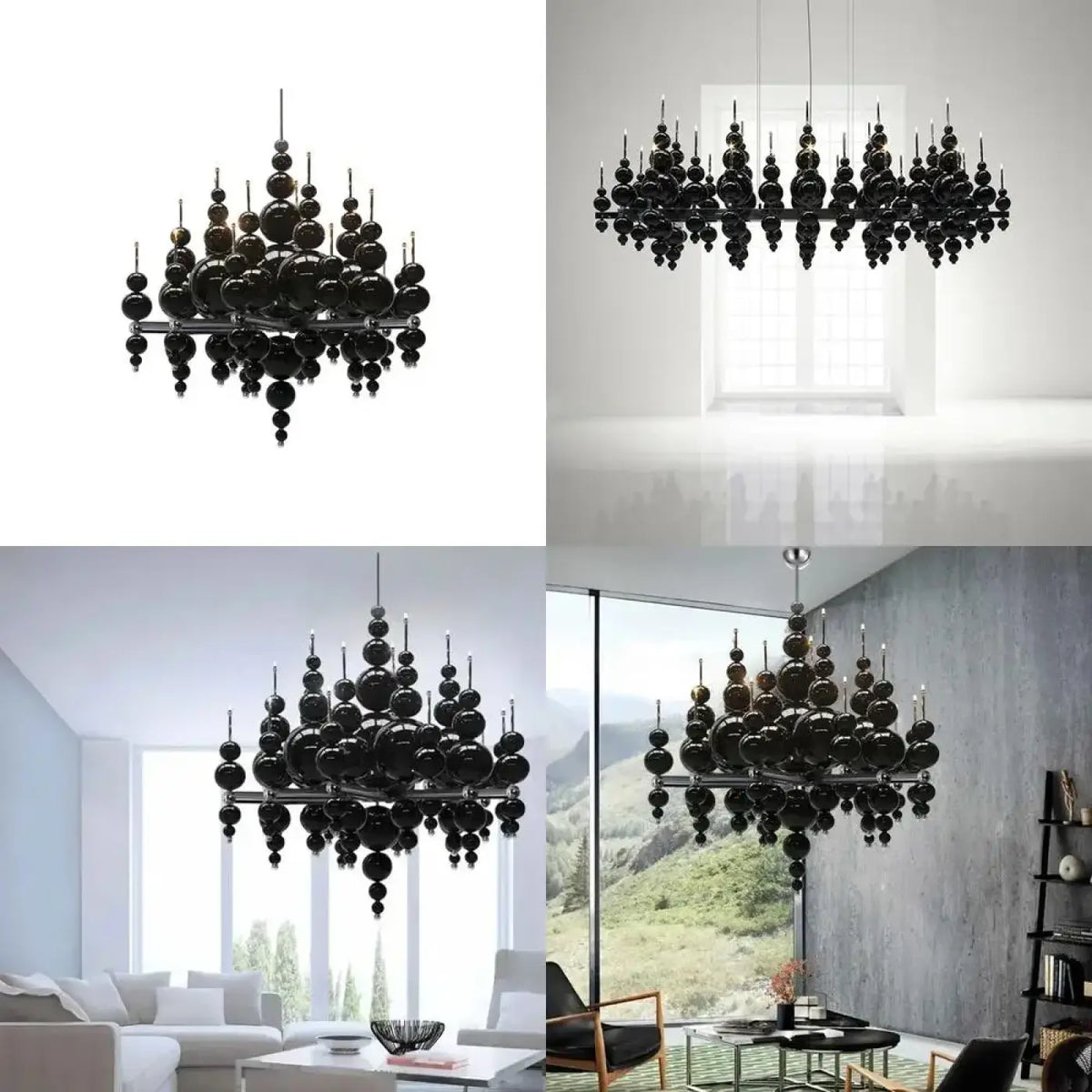 Suspension noire contemporaine, quatre tailles S à XL